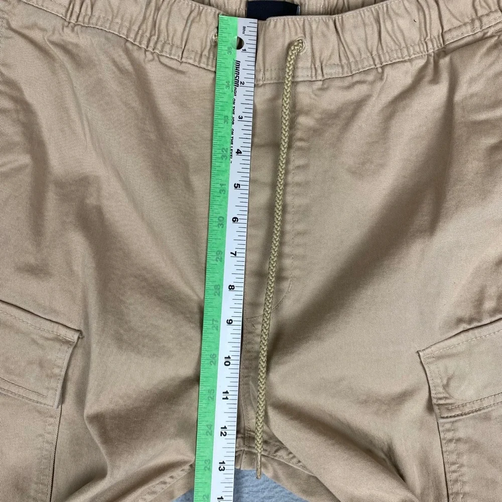H&M Skinny Fit Drawstring Elastic Waist Cargo Pants Mens Medium Tan Khaki